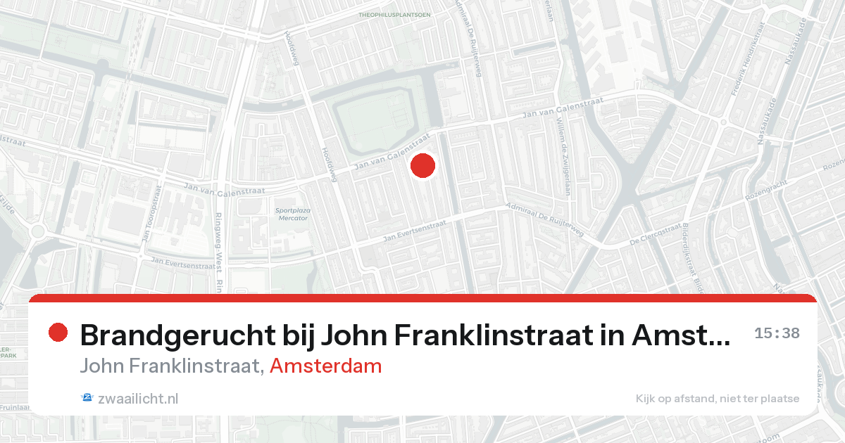 Brandgerucht bij John Franklinstraat in Amsterdam — 15 jun 2026