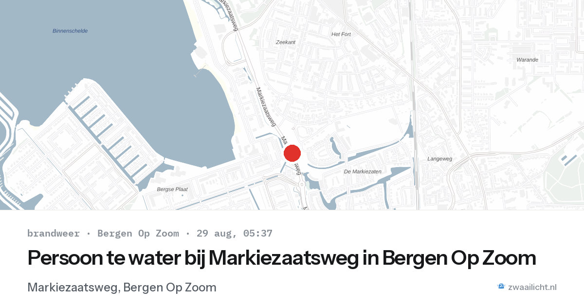 Persoon te water bij Markiezaatsweg in Bergen Op Zoom — 29 aug 2026