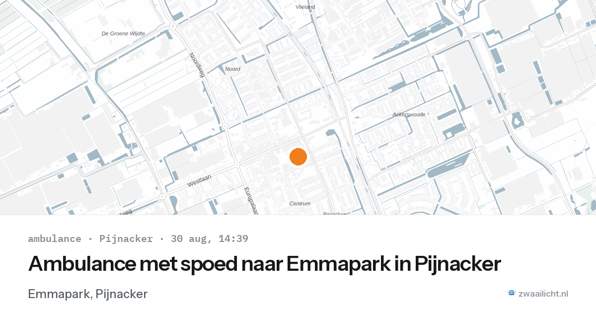 Ambulance met spoed naar Emmapark in Pijnacker — 30 aug 2026