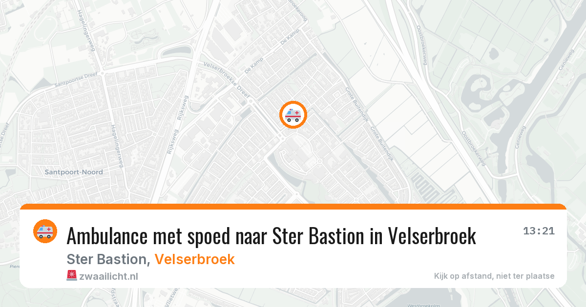 Ambulance met spoed naar Ster Bastion in Velserbroek — 22 jul 2026