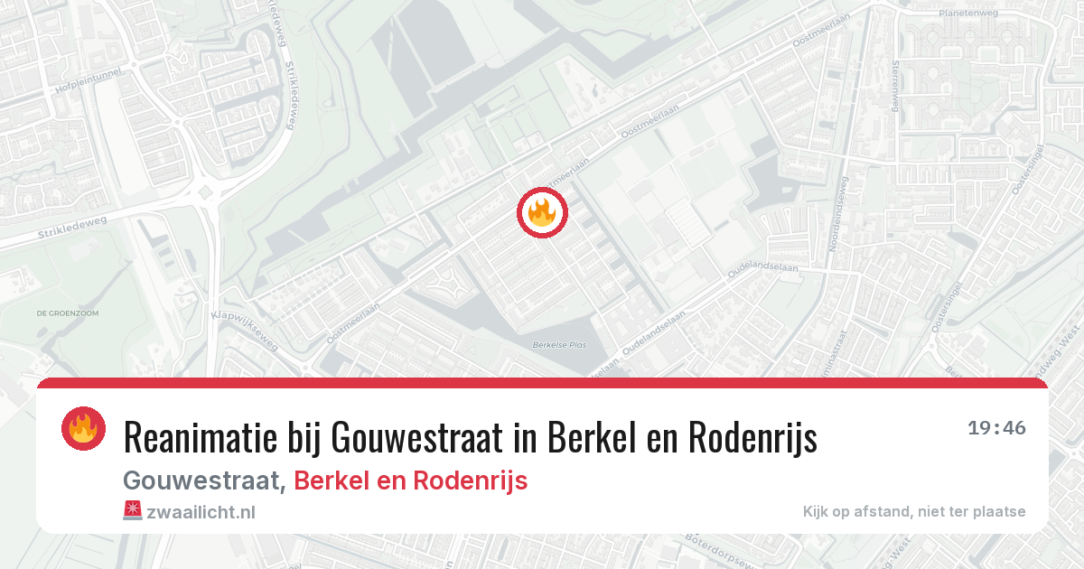 Reanimatie bij Gouwestraat in Berkel en Rodenrijs — 30 jul 2026