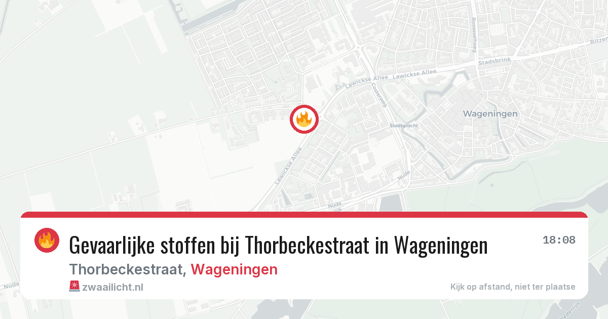 Gevaarlijke stoffen bij Thorbeckestraat in Wageningen — 22 jul 2026