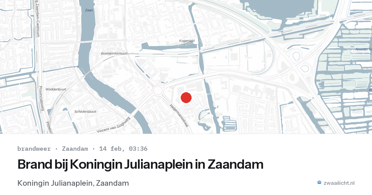 Brand bij Koningin Julianaplein in Zaandam — 14 feb 2026