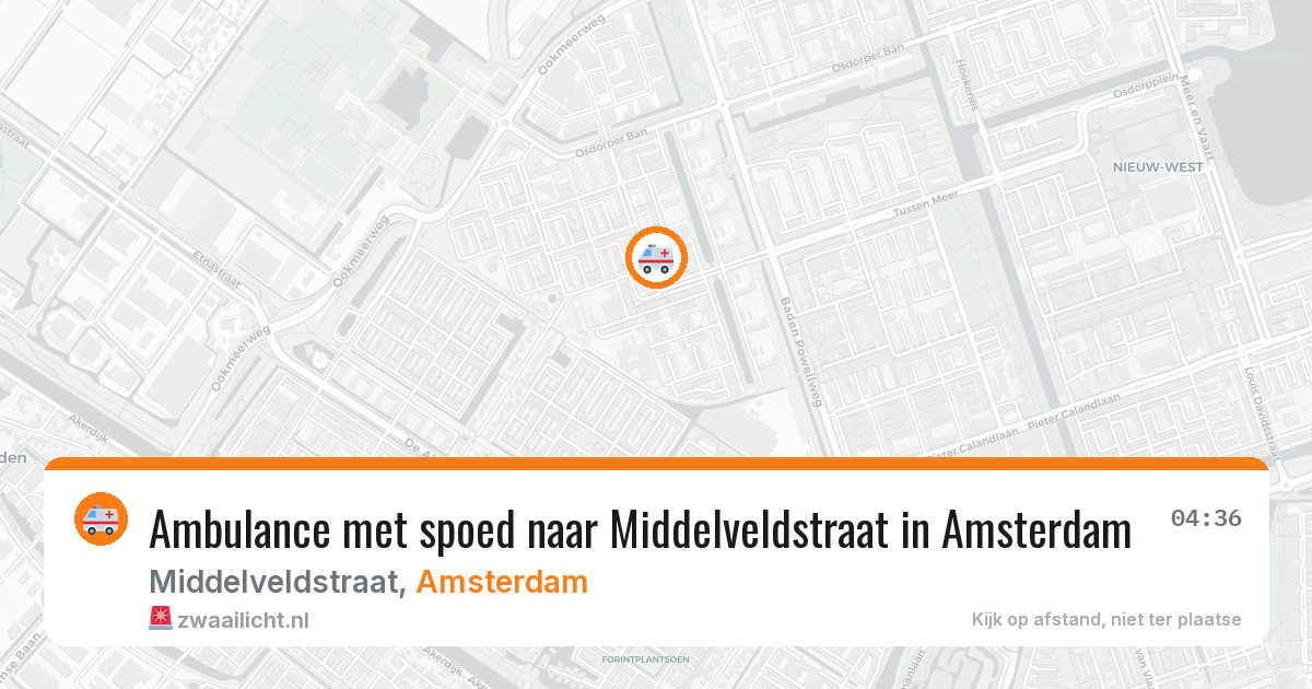Ambulance met spoed naar Middelveldstraat in Amsterdam — 23 jun 2026