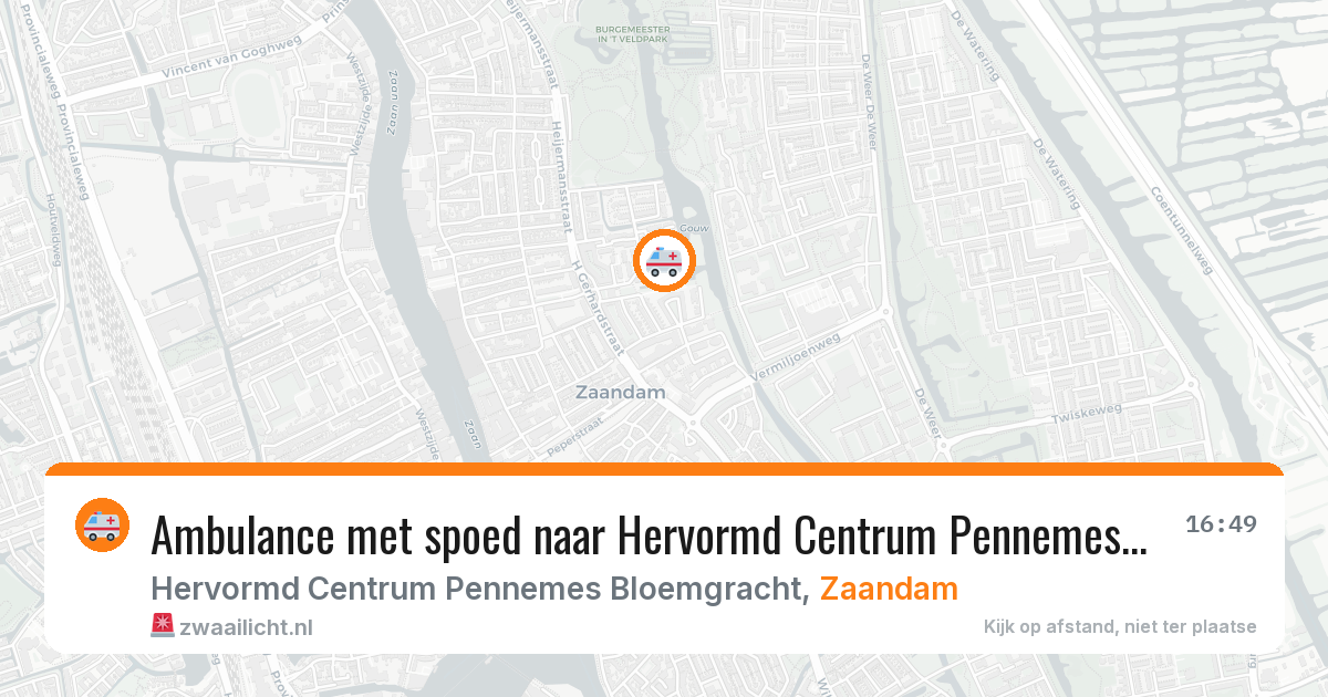 Ambulance met spoed naar Hervormd Centrum Pennemes Bloemgracht in Zaandam — 30 jan 2026