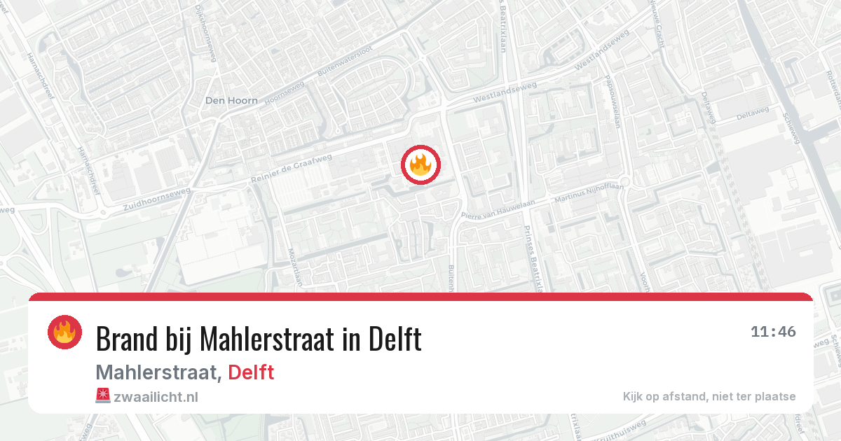 Brand bij Mahlerstraat in Delft — 27 mei 2026