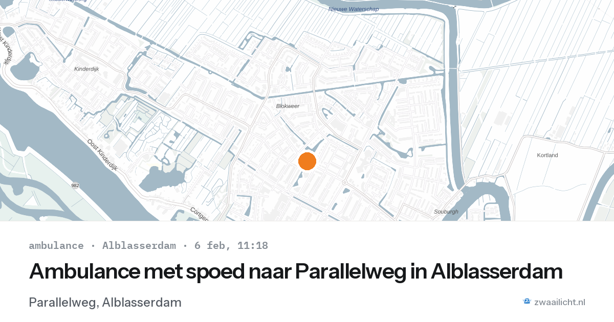 Ambulance met spoed naar Parallelweg in Alblasserdam — 6 feb 2026
