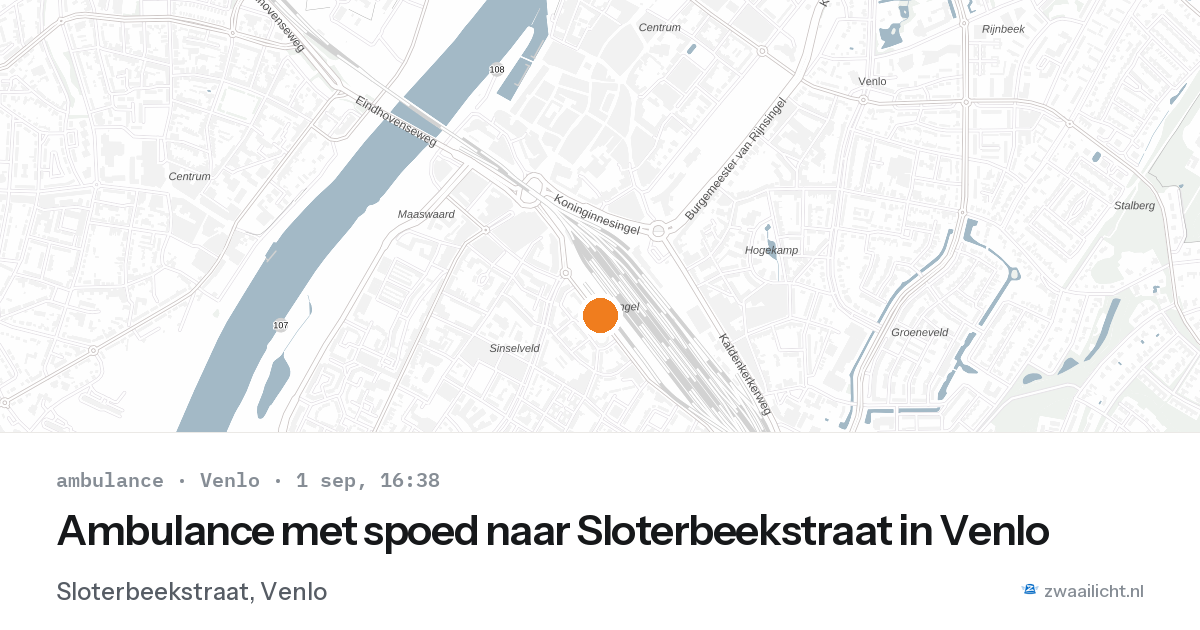 Ambulance met spoed naar Sloterbeekstraat in Venlo — 1 sep 2026