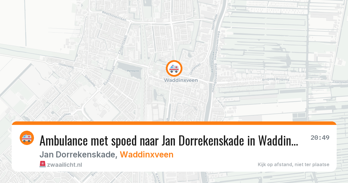 Ambulance met spoed naar Jan Dorrekenskade in Waddinxveen — 13 aug 2026