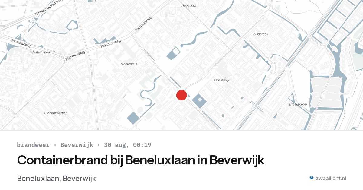 Containerbrand bij Beneluxlaan in Beverwijk — 29 aug 2026