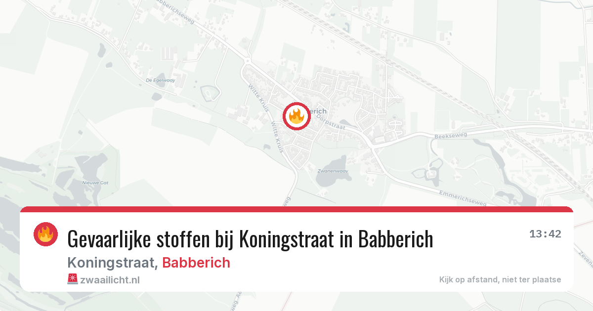 Gevaarlijke stoffen bij Koningstraat in Babberich — 17 jun 2026