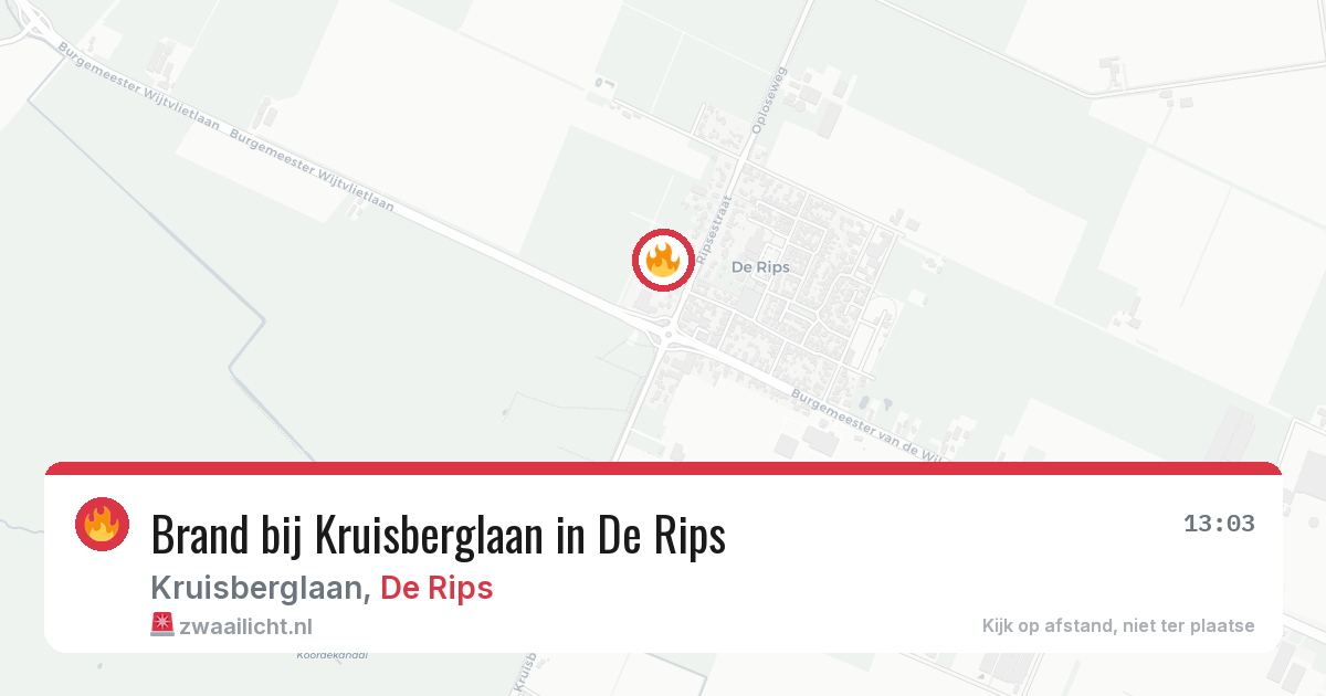 Brand bij Kruisberglaan in De Rips — 16 mrt 2026