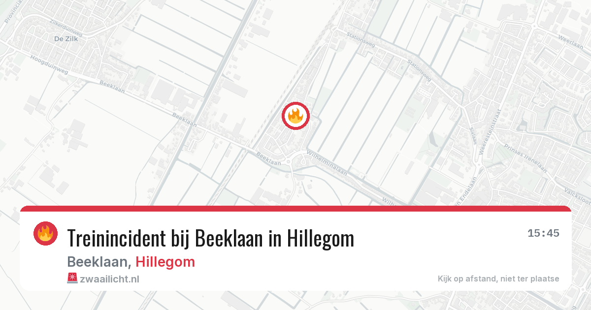 Treinincident bij Beeklaan in Hillegom — 25 apr 2026