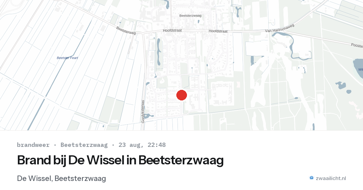 Brand bij De Wissel in Beetsterzwaag — 23 aug 2026