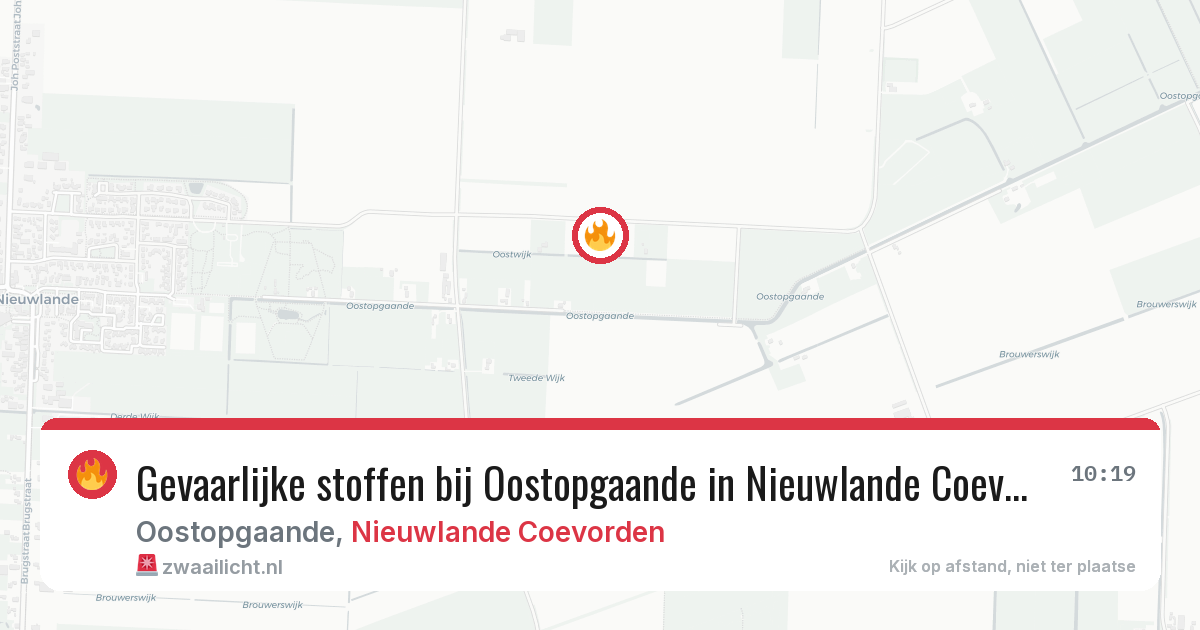Gevaarlijke stoffen bij Oostopgaande in Nieuwlande Coevorden — 20 jun 2026