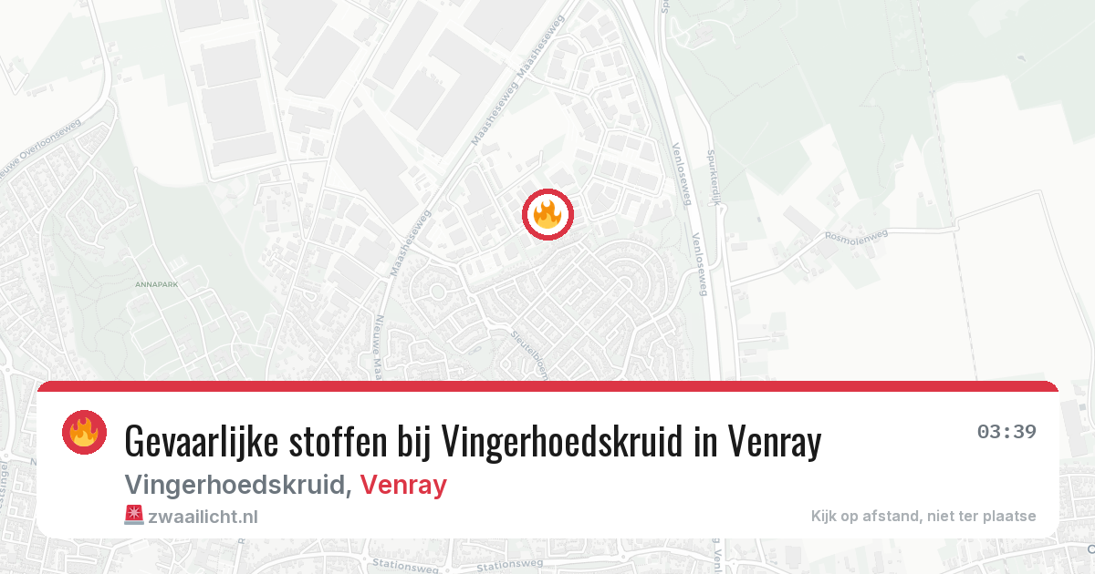 Gevaarlijke stoffen bij Vingerhoedskruid in Venray — 18 mei 2026