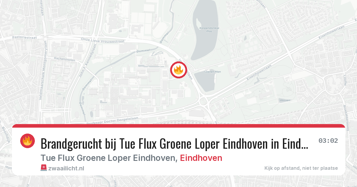 Brandgerucht bij Tue Flux Groene Loper Eindhoven in Eindhoven — 21 mei 2026