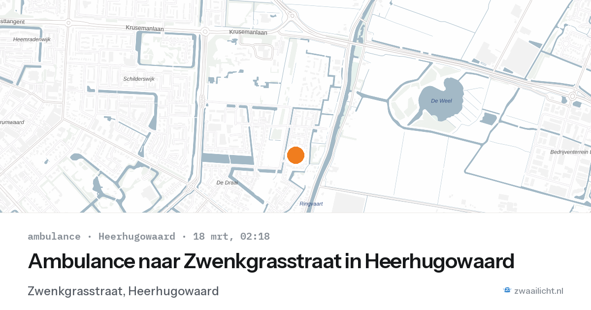 Ambulance naar Zwenkgrasstraat in Heerhugowaard — 18 mrt 2026