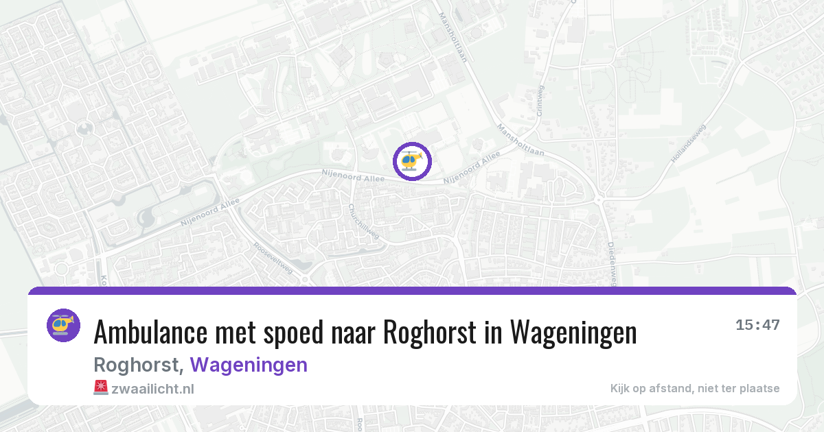 Ambulance met spoed naar Roghorst in Wageningen — 12 aug 2026