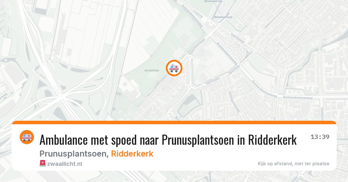 Ambulance met spoed naar Prunusplantsoen in Ridderkerk — 14 aug 2026