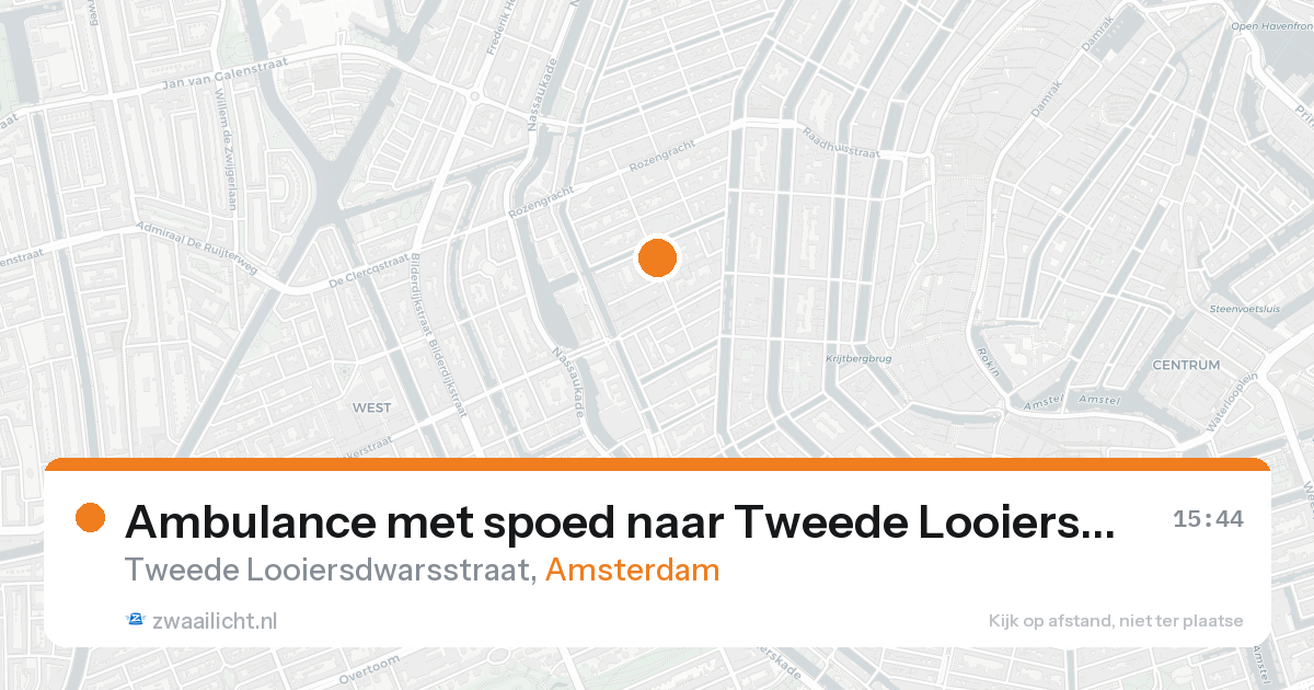 Ambulance met spoed naar Tweede Looiersdwarsstraat in Amsterdam — 23 aug 2026