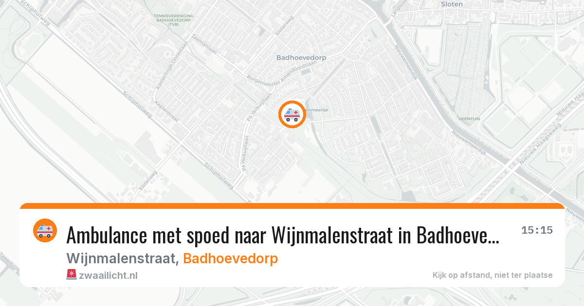 Ambulance met spoed naar Wijnmalenstraat in Badhoevedorp — 1 aug 2026