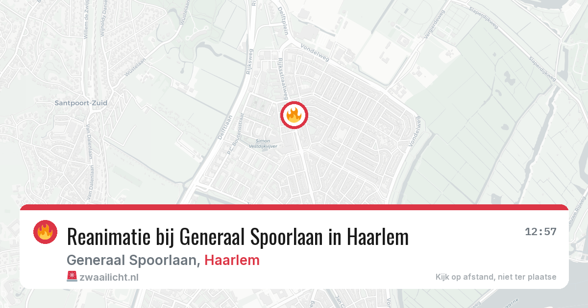 Reanimatie bij Generaal Spoorlaan in Haarlem — 6 aug 2026