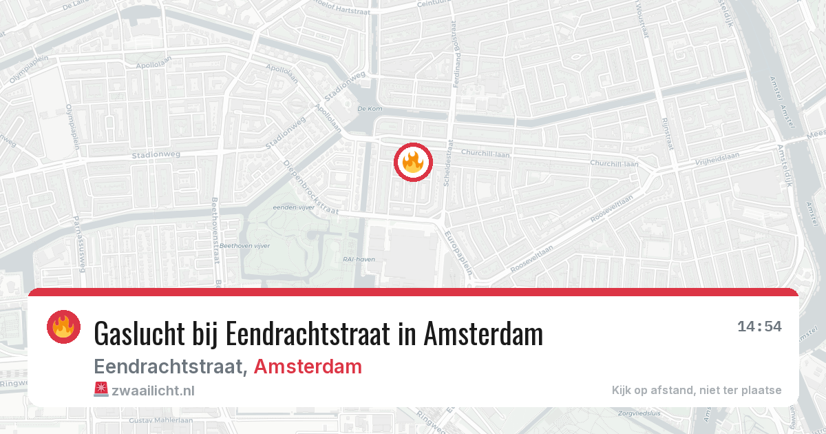 Gaslucht bij Eendrachtstraat in Amsterdam — 6 aug 2026