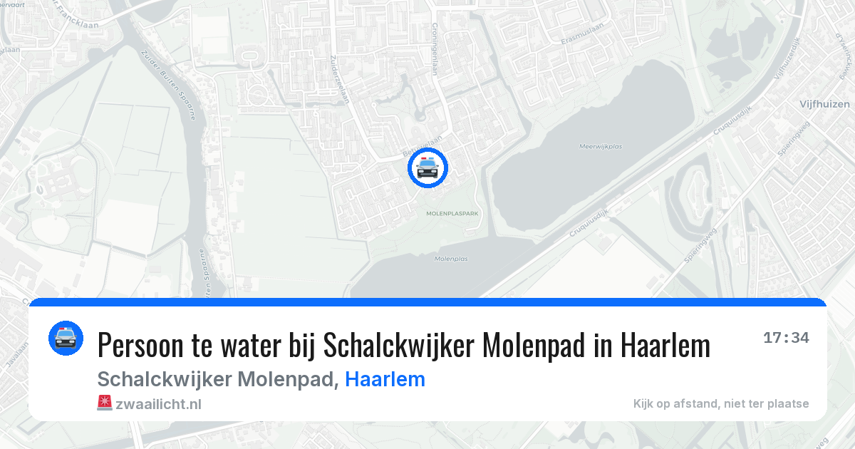 Persoon te water bij Schalckwijker Molenpad in Haarlem — 9 jun 2026