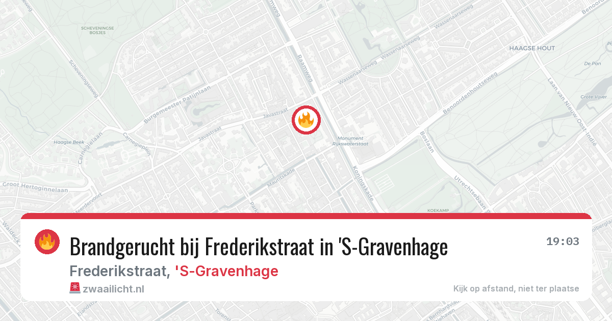 Brandgerucht bij Frederikstraat in 'S-Gravenhage — 1 jun 2026