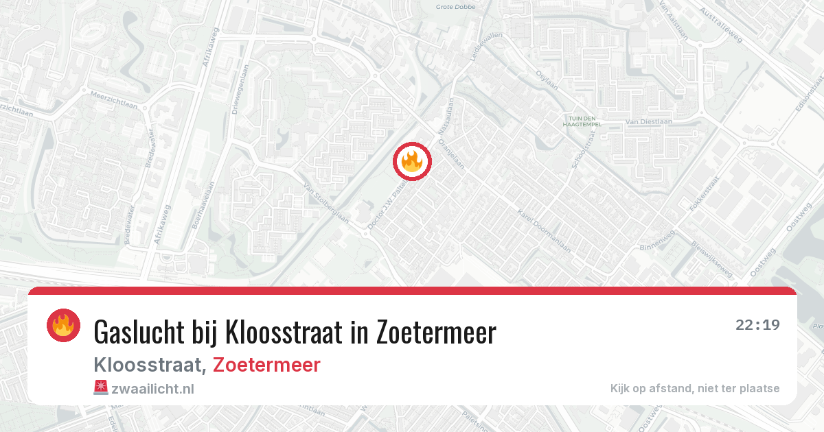 Gaslucht bij Kloosstraat in Zoetermeer — 13 mei 2026
