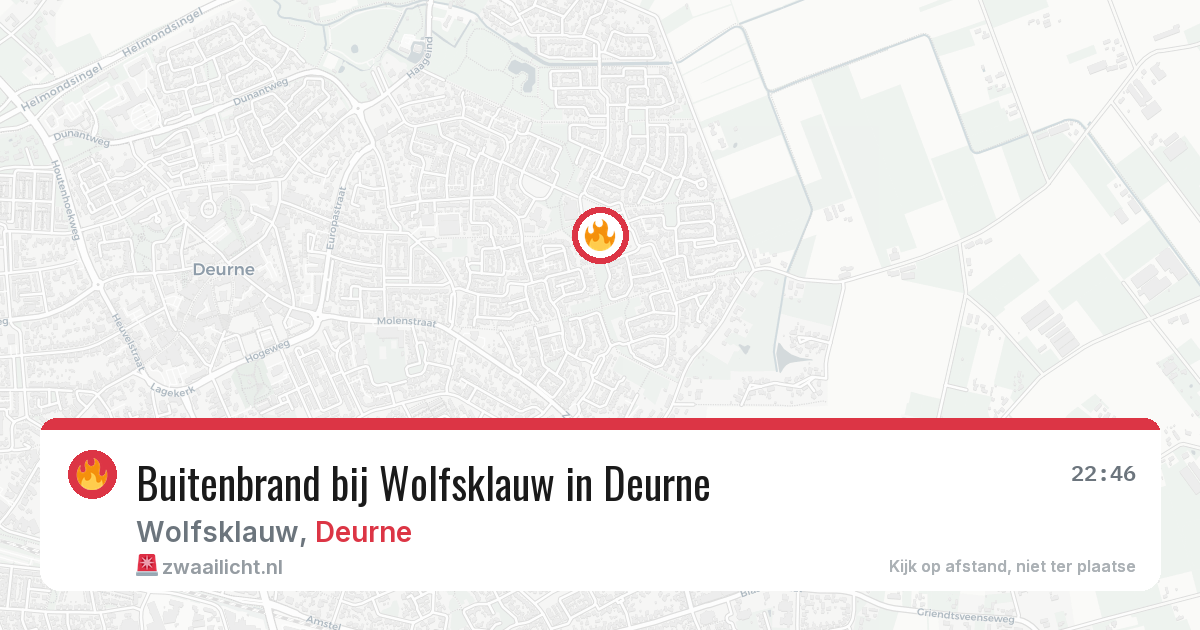 Buitenbrand bij Wolfsklauw in Deurne — 17 mrt 2026