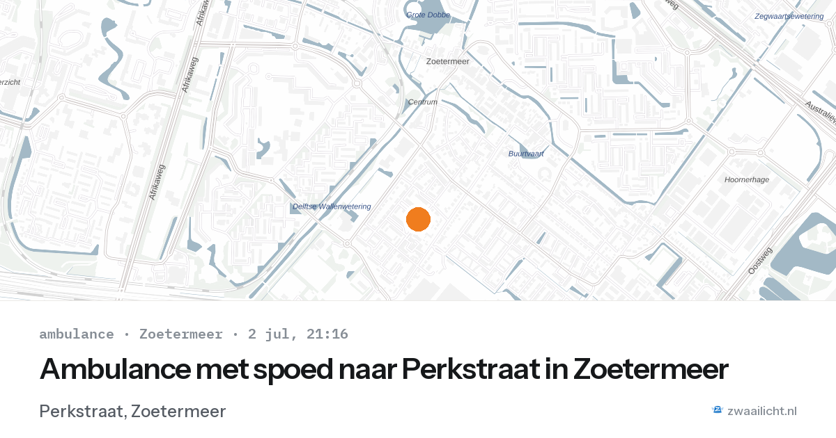 Ambulance met spoed naar Perkstraat in Zoetermeer — 2 jul 2026