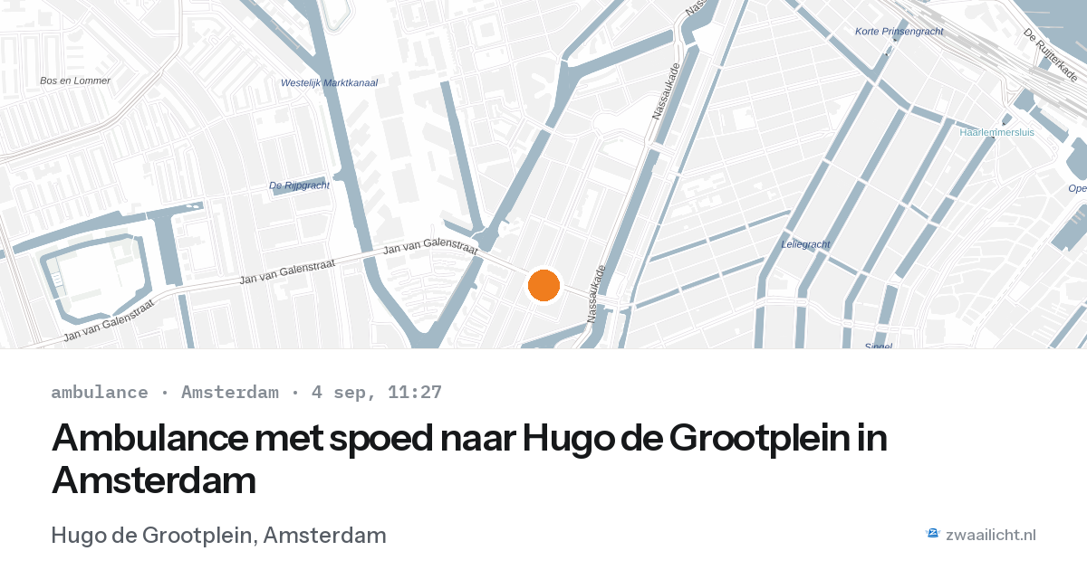 Ambulance met spoed naar Hugo de Grootplein in Amsterdam — 4 sep 2026