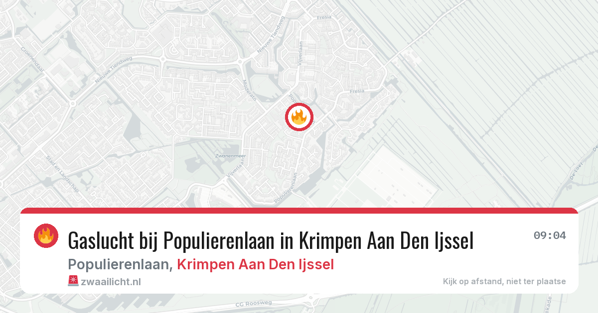 Gaslucht bij Populierenlaan in Krimpen Aan Den Ijssel — 14 aug 2026