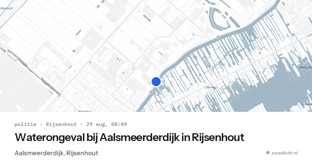 Waterongeval bij Aalsmeerderdijk in Rijsenhout — 29 aug 2026