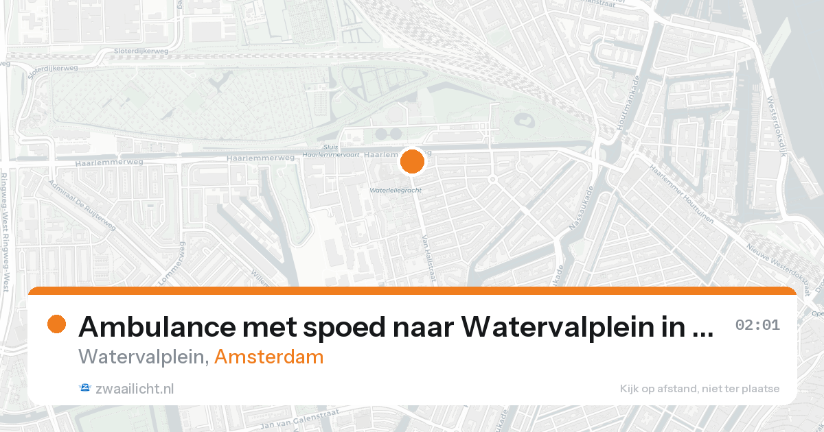 Ambulance met spoed naar Watervalplein in Amsterdam — 16 aug 2026