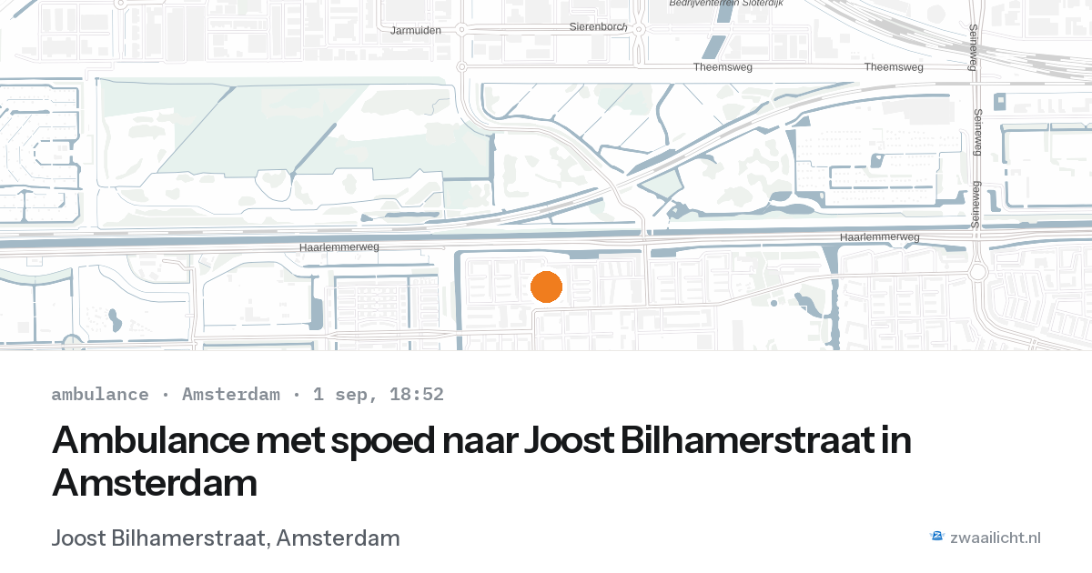 Ambulance met spoed naar Joost Bilhamerstraat in Amsterdam — 1 sep 2026