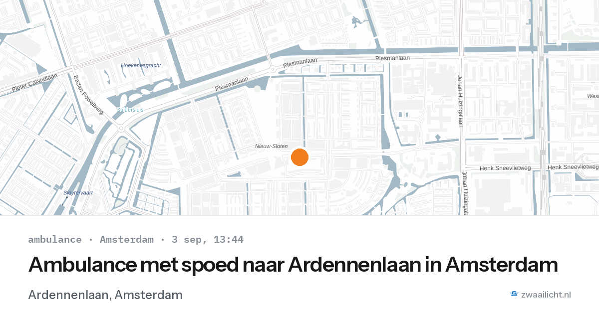 Ambulance met spoed naar Ardennenlaan in Amsterdam — 3 sep 2026