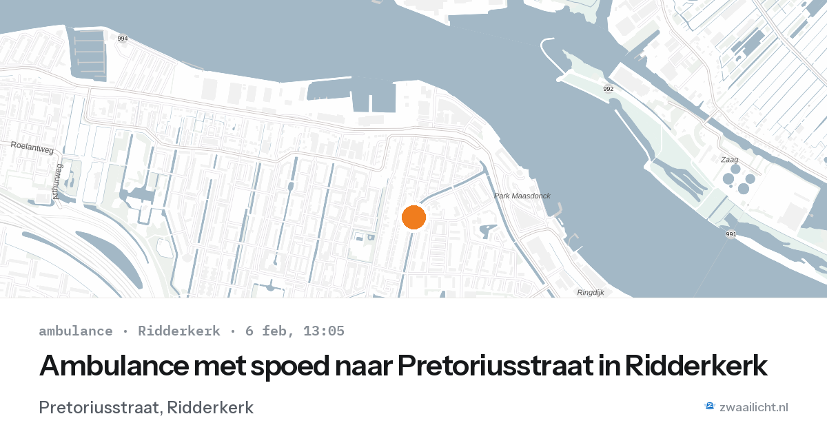 Ambulance met spoed naar Pretoriusstraat in Ridderkerk — 6 feb 2026