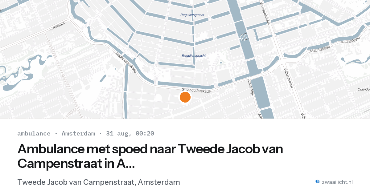 Ambulance met spoed naar Tweede Jacob van Campenstraat in Amsterdam — 30 aug 2026