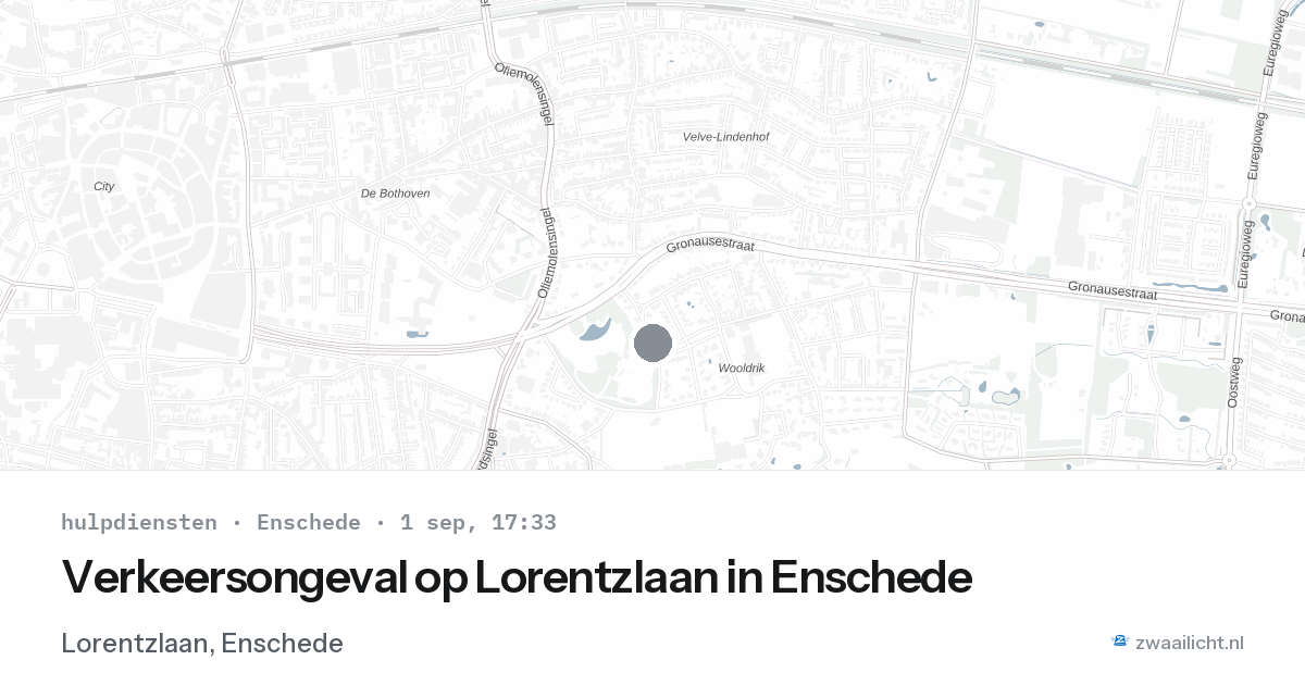 Verkeersongeval op Lorentzlaan in Enschede — 1 sep 2026