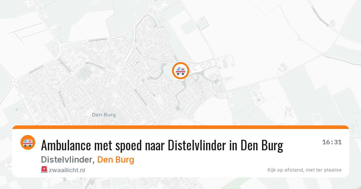 Ambulance met spoed naar Distelvlinder in Den Burg — 14 jun 2026