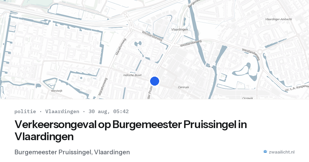 Verkeersongeval op Burgemeester Pruissingel in Vlaardingen — 30 aug 2026