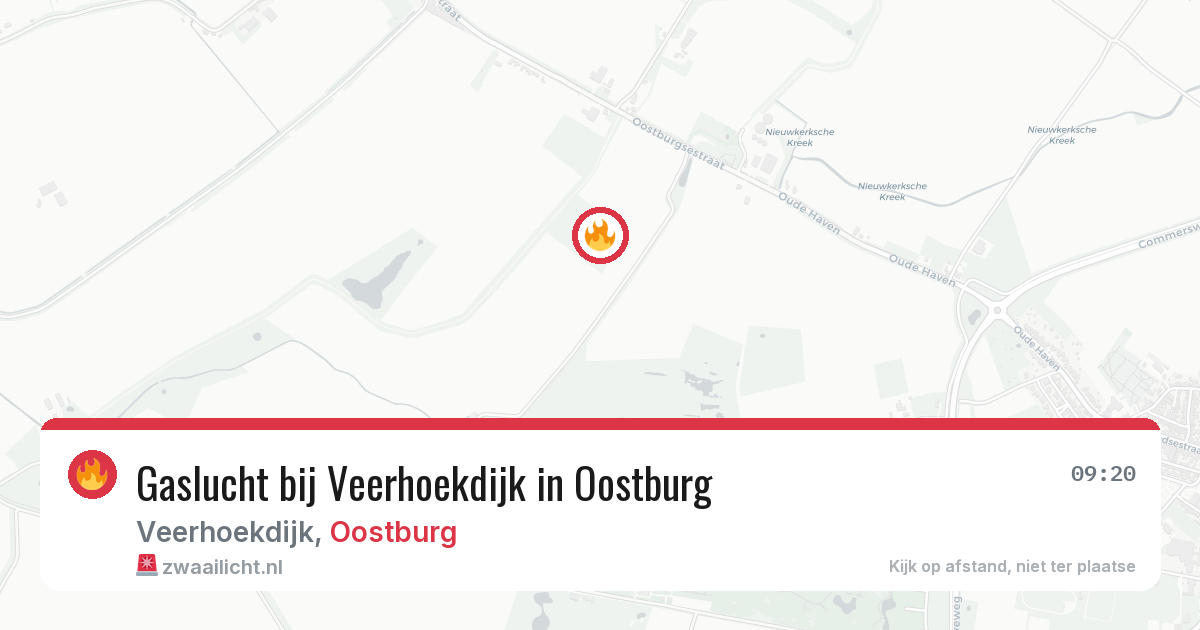 Gaslucht bij Veerhoekdijk in Oostburg — 13 aug 2026