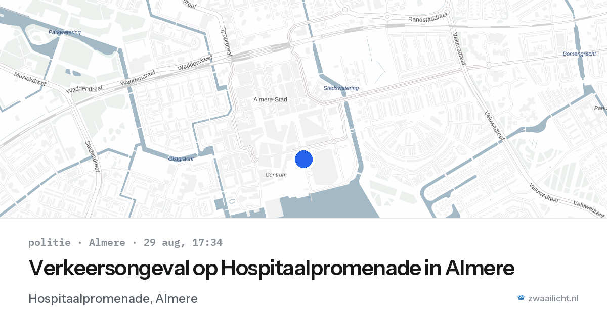 Verkeersongeval op Hospitaalpromenade in Almere — 29 aug 2026