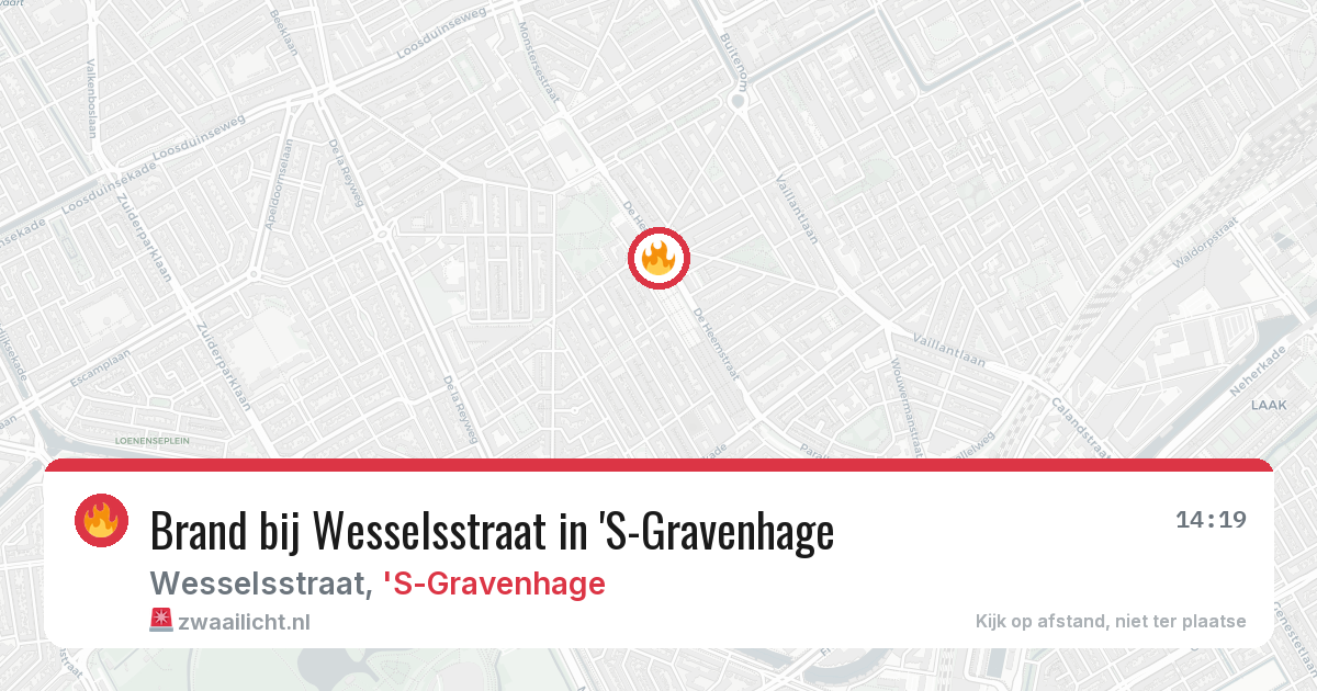 Brand bij Wesselsstraat in 'S-Gravenhage — 13 aug 2026