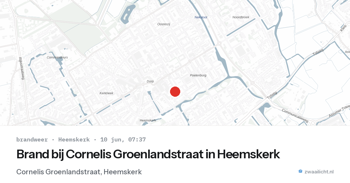 Brand bij Cornelis Groenlandstraat in Heemskerk — 10 jun 2026