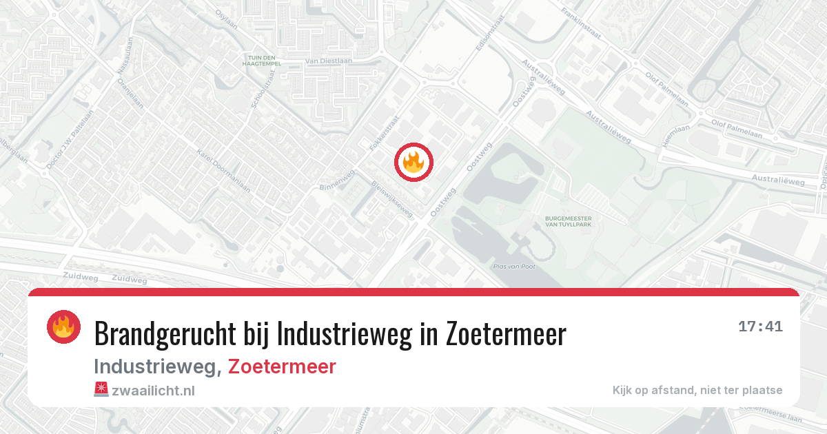Brandgerucht bij Industrieweg in Zoetermeer — 7 aug 2026
