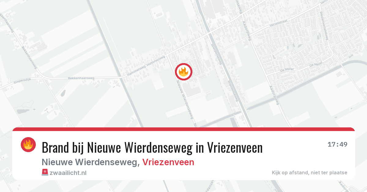 Brand bij Nieuwe Wierdenseweg in Vriezenveen — 29 mei 2026